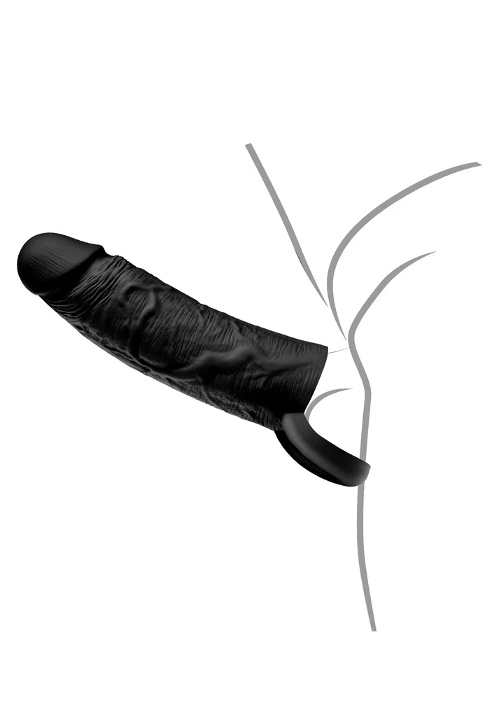 Prolunga pene 20 cm super realistico nero con anello